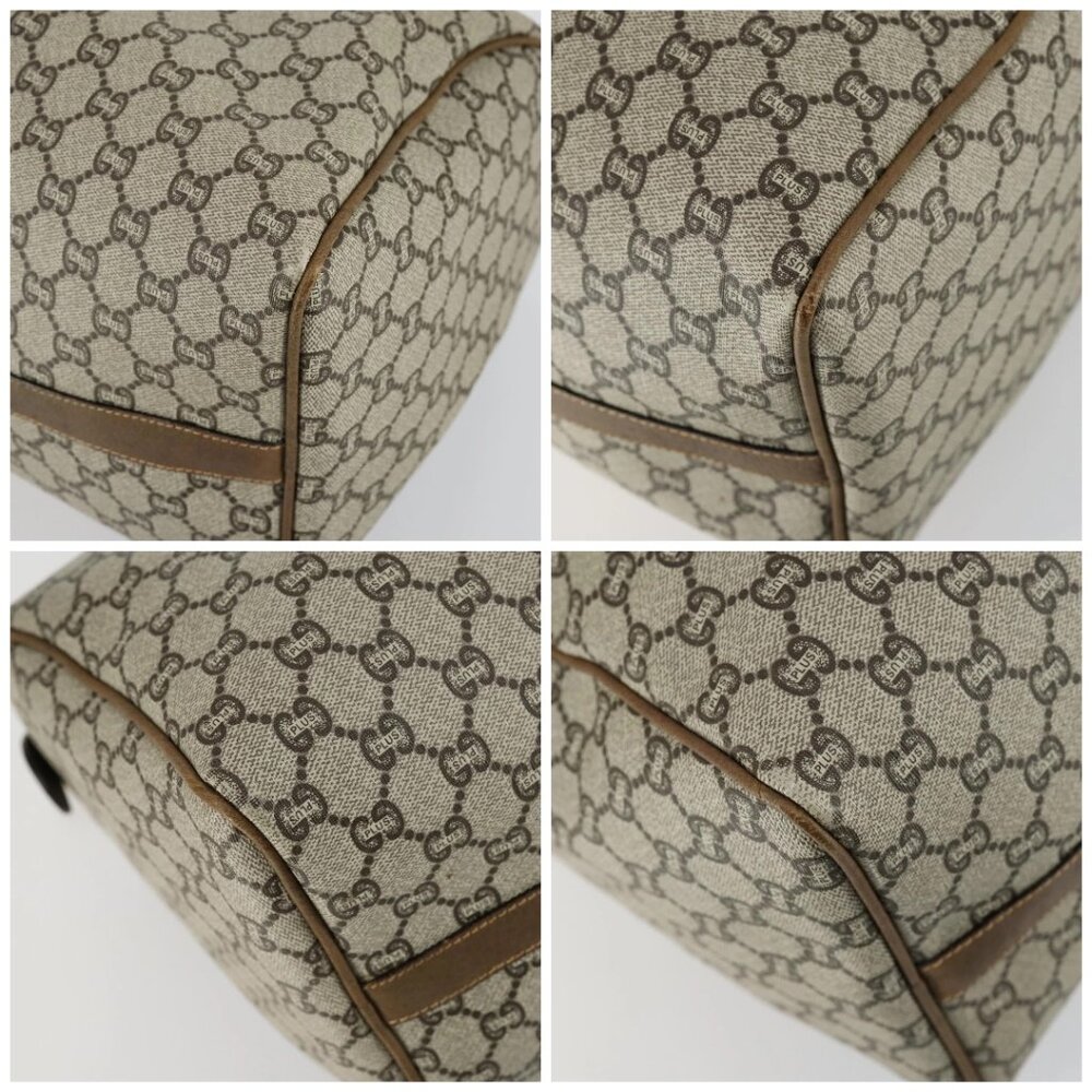 GUCCI GG Plus Supreme Boston Bag PVC Beige Gold Auth 151625 - Picture 16 of 16